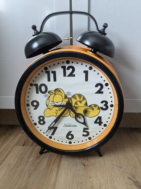 Sunbeam Orange and Black Garfield Twin-Bell Wall Clock